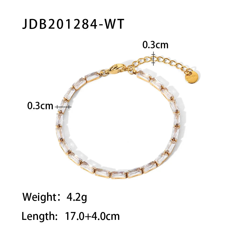 Uworld Maximalist Dipped With Cubic Zirconia Gemstones Stainless Steel Bracelet for Women Jewelry Gift bracelet Waterproof Jewel