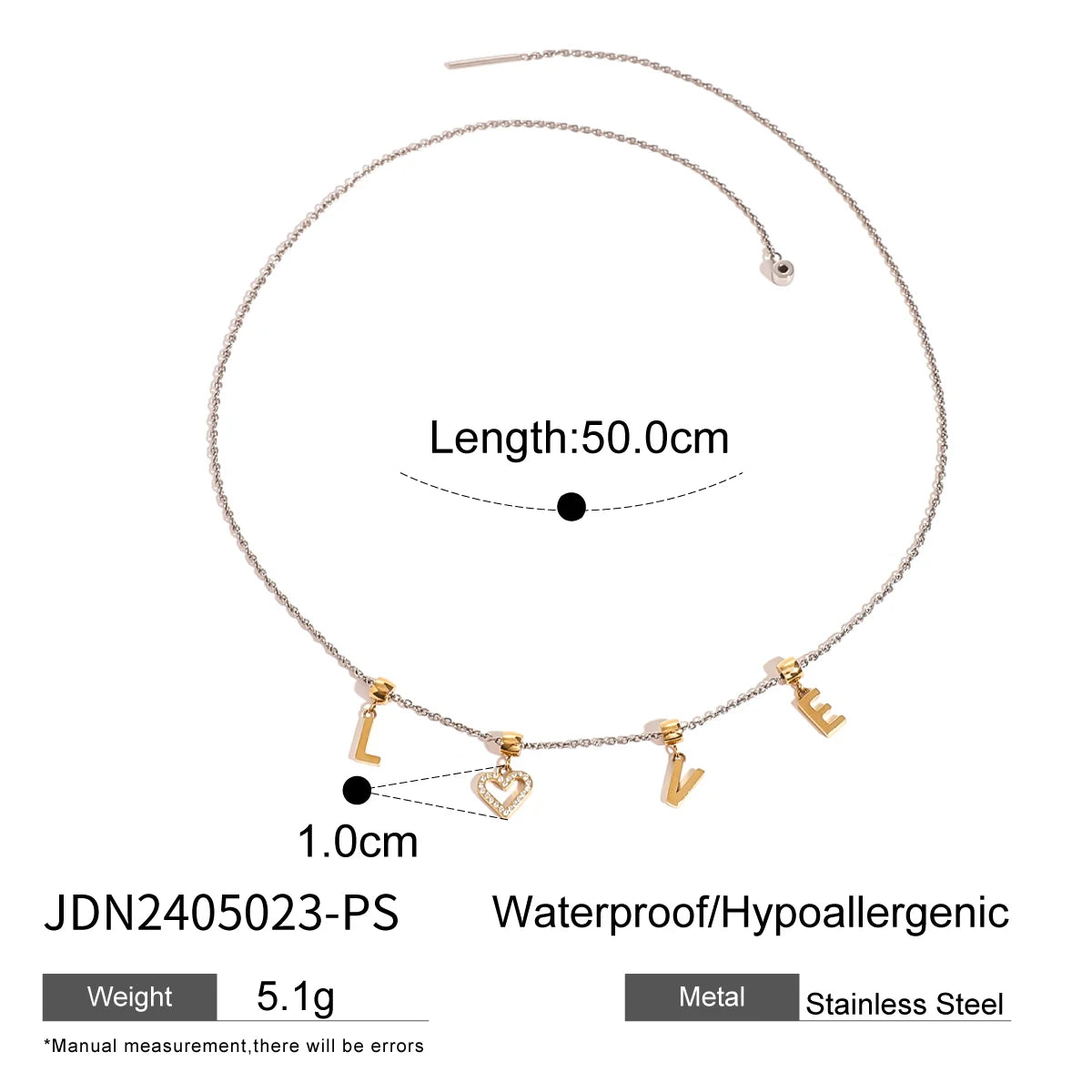 Uworld Two Tone Chain Heart Mixed Metal Puffy Heart Necklace Love Charm Women's Jewelry Gifts for Her