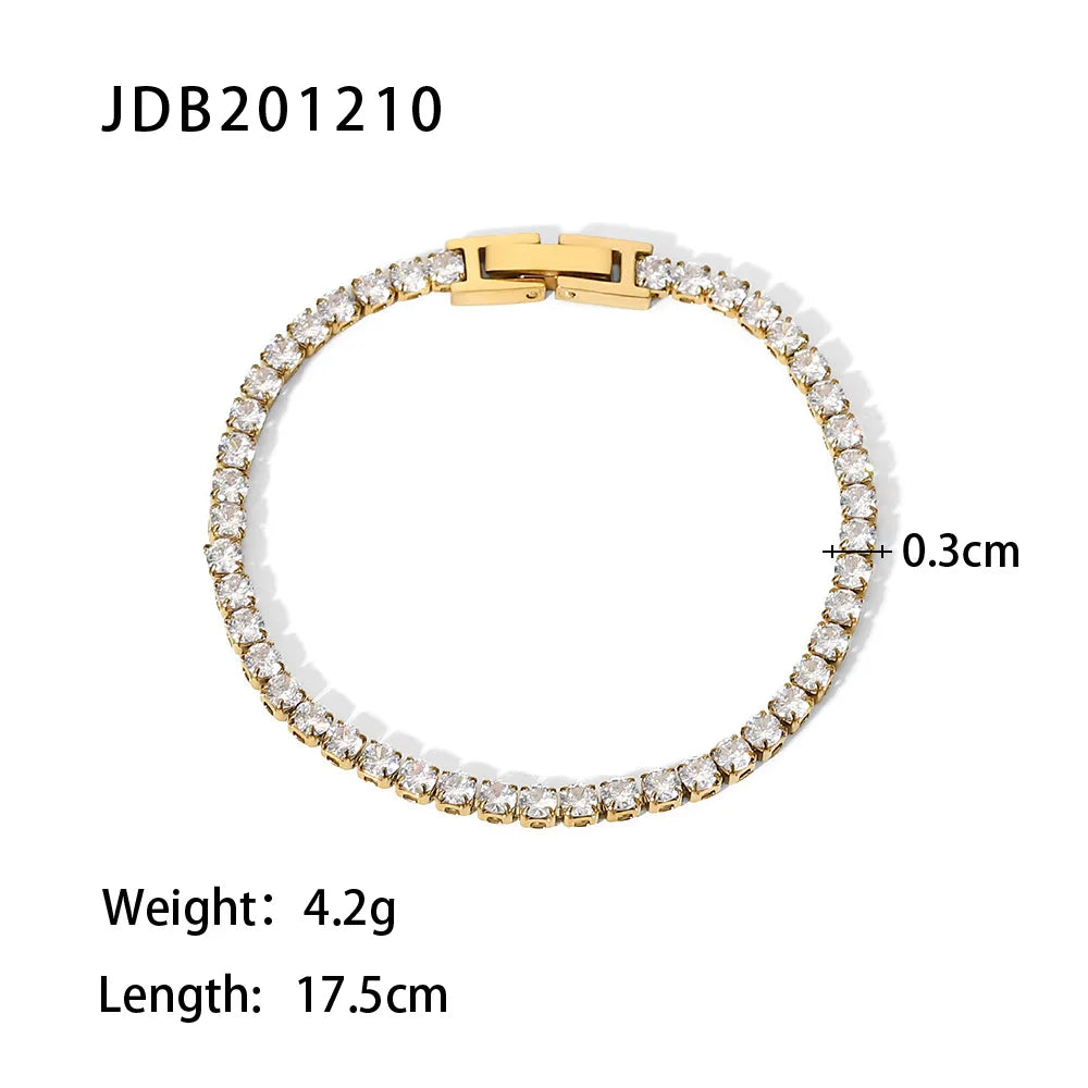Uworld Maximalist Dipped With Cubic Zirconia Gemstones Stainless Steel Bracelet for Women Jewelry Gift bracelet Waterproof Jewel