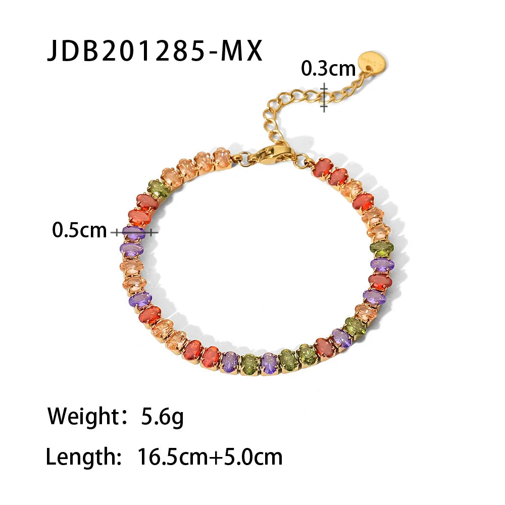 Uworld Maximalist Dipped With Cubic Zirconia Gemstones Stainless Steel Bracelet for Women Jewelry Gift bracelet Waterproof Jewel