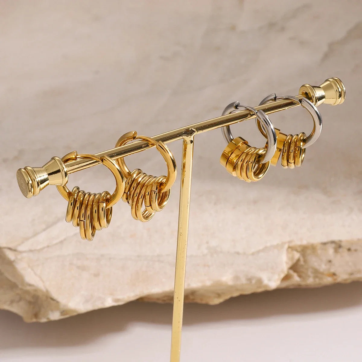 Uworld Personalized Charm 316 Stainless Steel Huggie Unusual Earrings 18K Gold Plated Geometric Hollow Women Fashion Jewelry