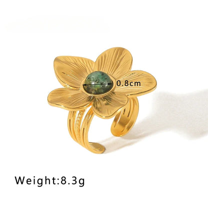 Uworld Fashion Imitation Pearl Stainless Steel Gold Color Ring for Women Engagement Party Gift Temperament Jewelry 2024