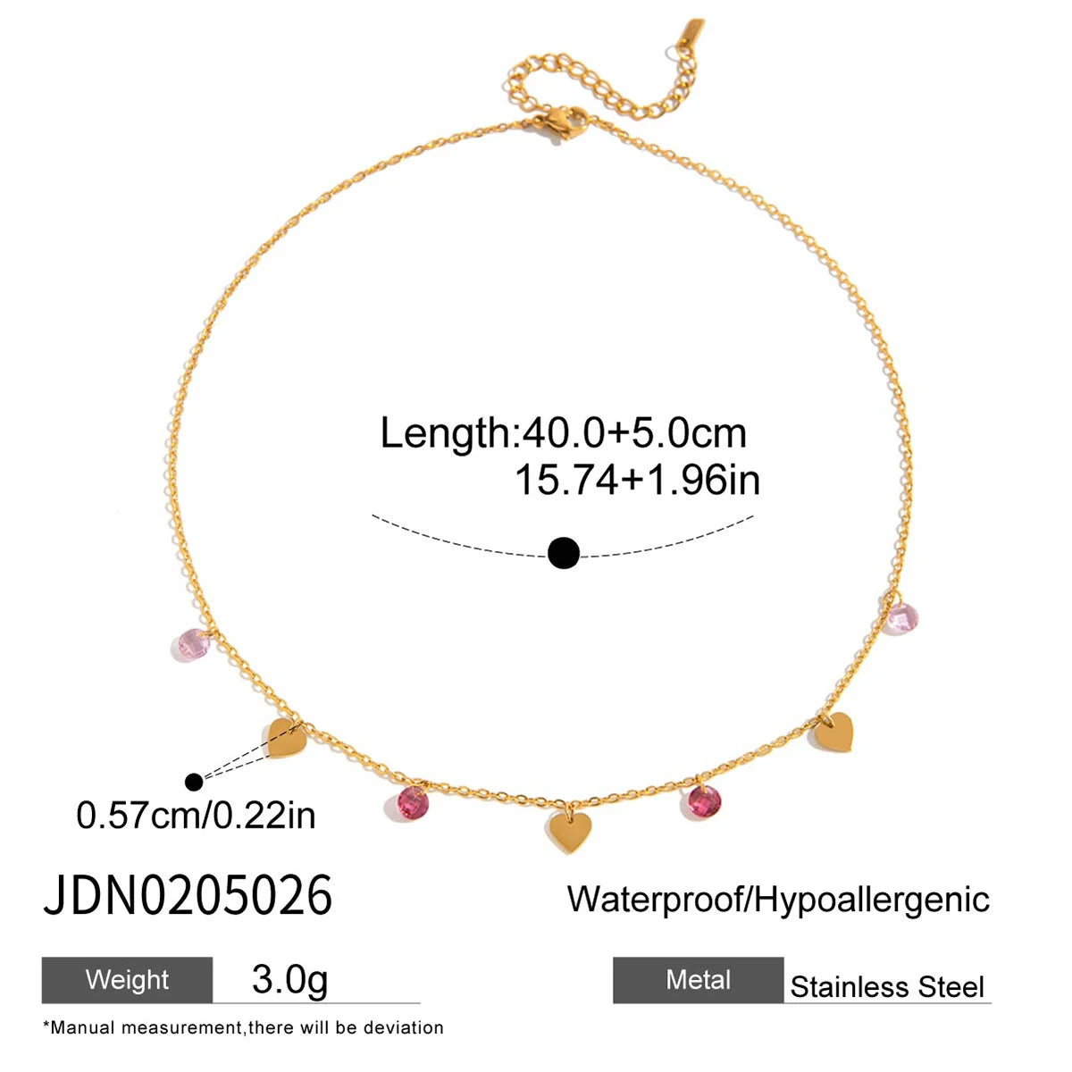 Uworld Minimalist Classic 18K Gold Color Plated Inlaid White Rhinestone LOVE Letter Necklace Waterproof Stainless Steel Jewelry