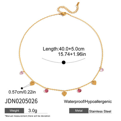 Uworld Minimalist Classic 18K Gold Color Plated Inlaid White Rhinestone LOVE Letter Necklace Waterproof Stainless Steel Jewelry