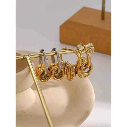 Uworld Personalized Charm 316 Stainless Steel Huggie Unusual Earrings 18K Gold Plated Geometric Hollow Women Fashion Jewelry