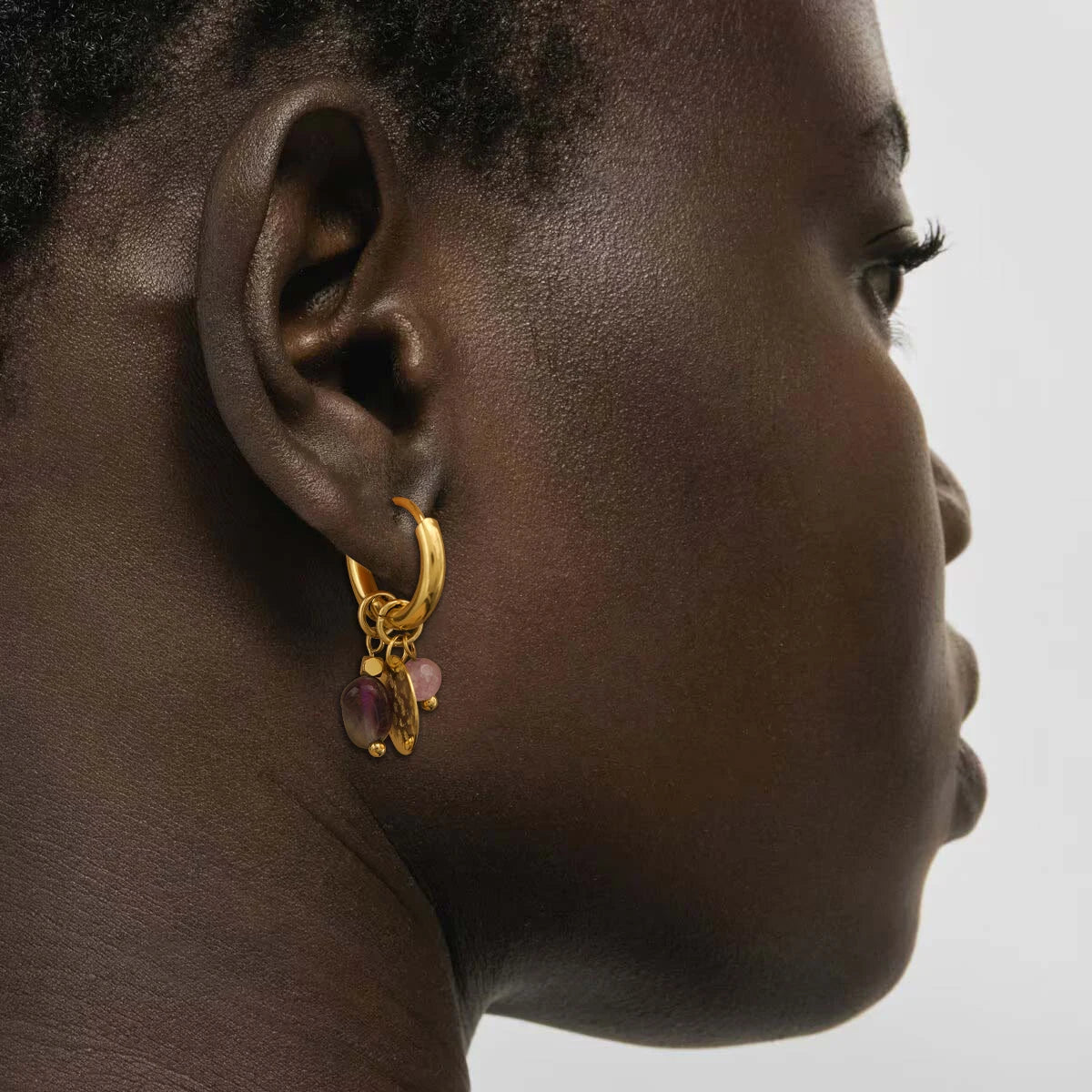 Uworld Elegant 18K Gold Co Plated Stainless Steel Natural Stone, Four Leaf Clover Tassel Earrings, Women's Jewelry, Holiday Gift