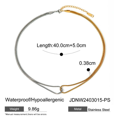 Uworld Two Tone Chain Heart Mixed Metal Puffy Heart Necklace Love Charm Women's Jewelry Gifts for Her