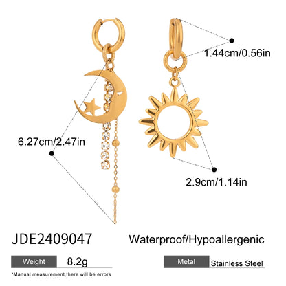 Uworld Elegant 18K Gold Co Plated Stainless Steel Natural Stone, Four Leaf Clover Tassel Earrings, Women's Jewelry, Holiday Gift