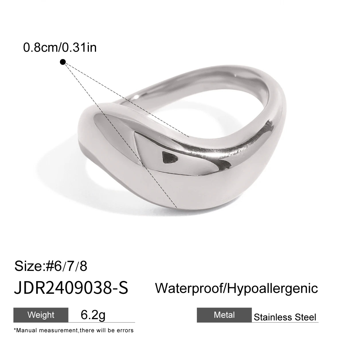 Uworld Minimalist Two tone Irregular Ring Stainless Steel Hollow out Stackable Ring Women's Accessories Party Gift