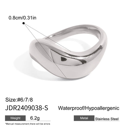 Uworld Minimalist Two tone Irregular Ring Stainless Steel Hollow out Stackable Ring Women's Accessories Party Gift