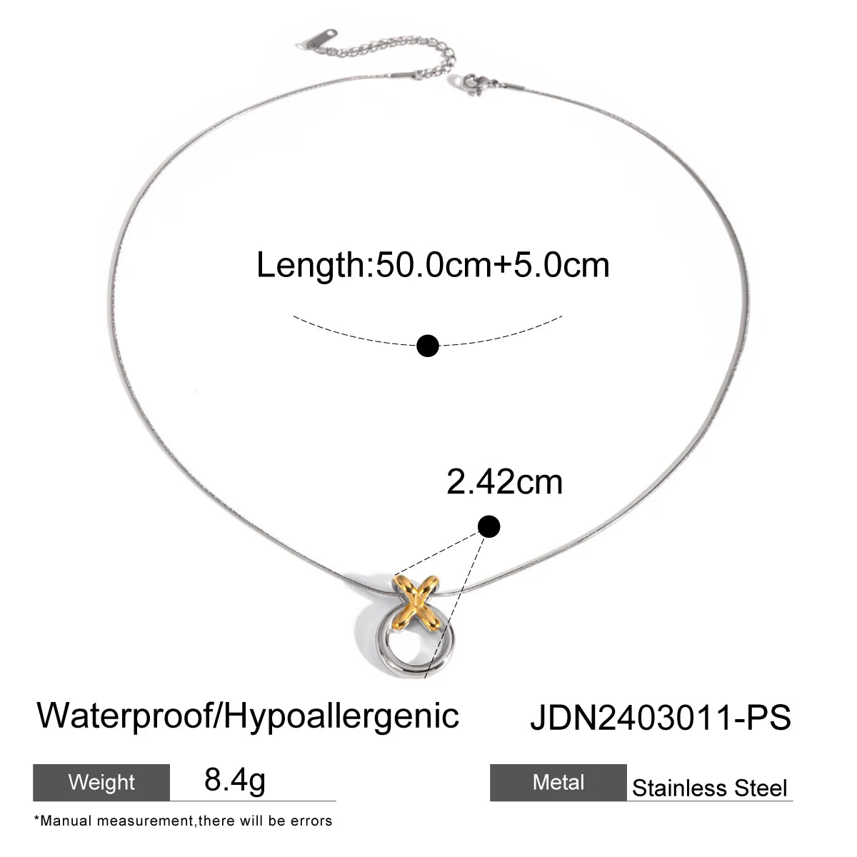 Uworld Two Tone Chain Heart Mixed Metal Puffy Heart Necklace Love Charm Women's Jewelry Gifts for Her