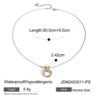 Uworld Two Tone Chain Heart Mixed Metal Puffy Heart Necklace Love Charm Women's Jewelry Gifts for Her