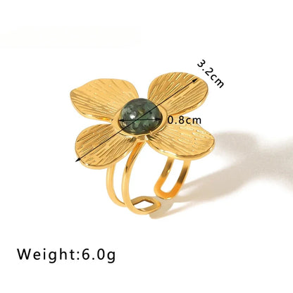 Uworld Fashion Imitation Pearl Stainless Steel Gold Color Ring for Women Engagement Party Gift Temperament Jewelry 2024