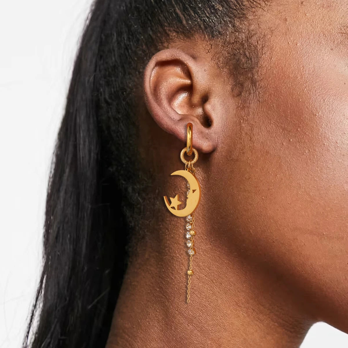 Uworld Elegant 18K Gold Co Plated Stainless Steel Natural Stone, Four Leaf Clover Tassel Earrings, Women's Jewelry, Holiday Gift