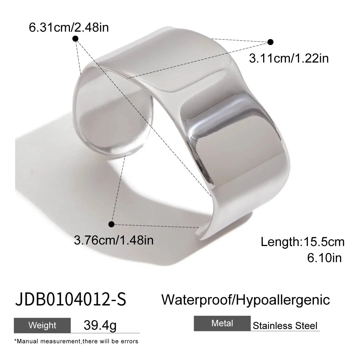 Uworld Unique Stainless Steel Metal Wide Cuff Open Bracelet Bangle 18K Gold PVD Plated Waterproof Fashion Girls Essential Jewelr